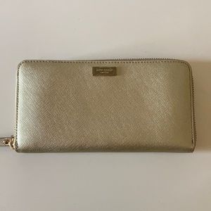 Gold Textured Kate Spade Clutch Wallet